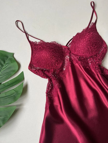 Silk Detailed 6-Piece Satin Nightgown Dressing Gown Set