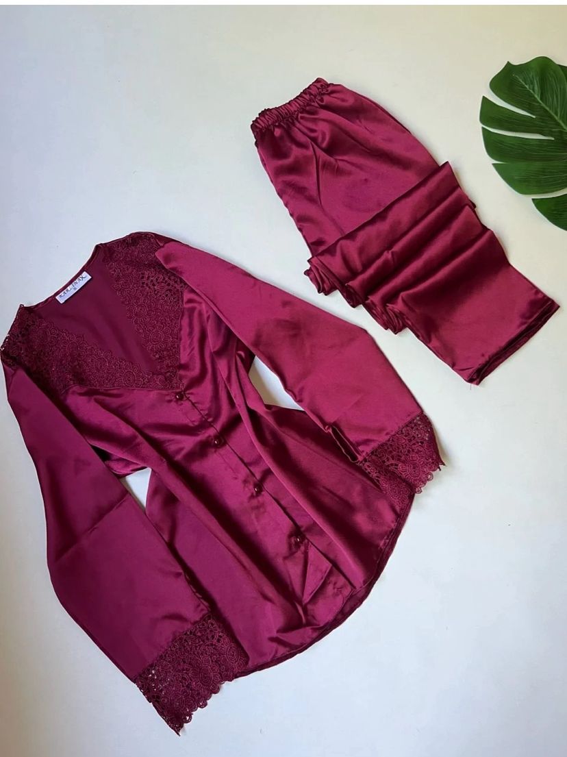 Silk Detailed 6-Piece Satin Nightgown Dressing Gown Set
